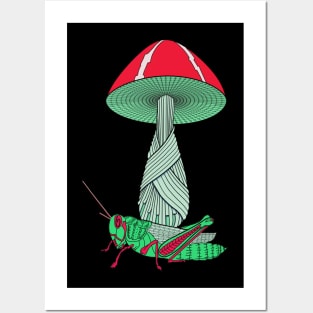 Mushroom and Grasshopper Posters and Art